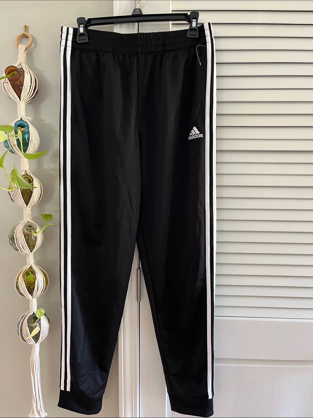 adidas Black Joggers with White Side Stripes